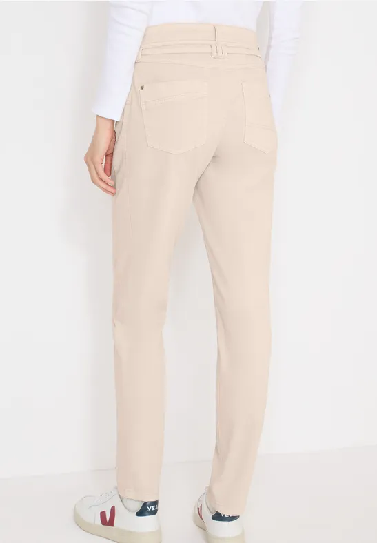 Broek met smalle pijpen grain beige