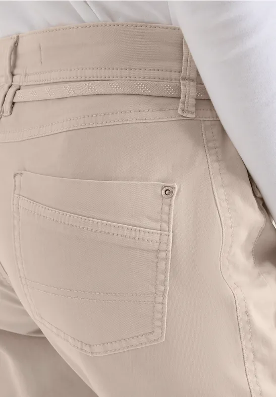 Broek met smalle pijpen grain beige