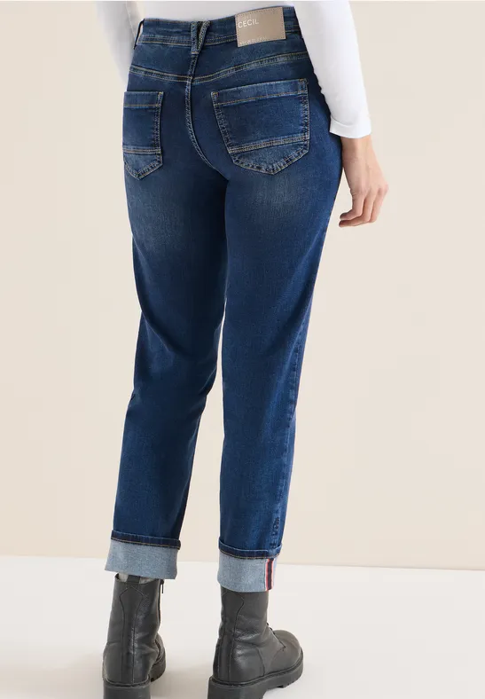 Straight Leg Jeans mid blue used wash