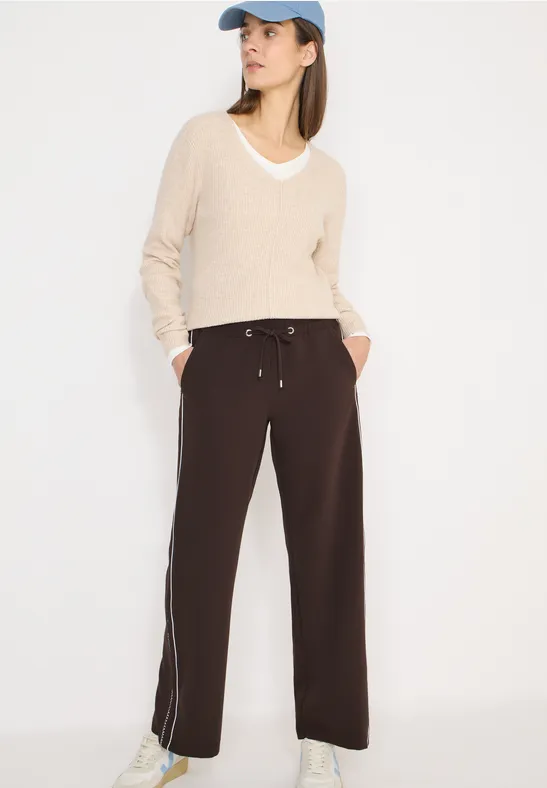 Spodnie z gobelinowymi paskami macchiato brown