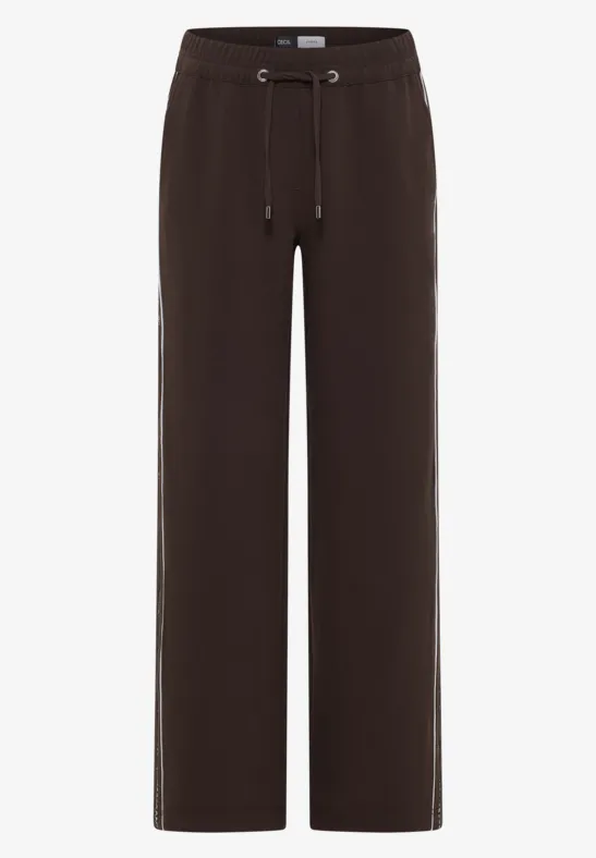 Spodnie z gobelinowymi paskami macchiato brown