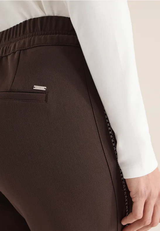 Spodnie z gobelinowymi paskami macchiato brown