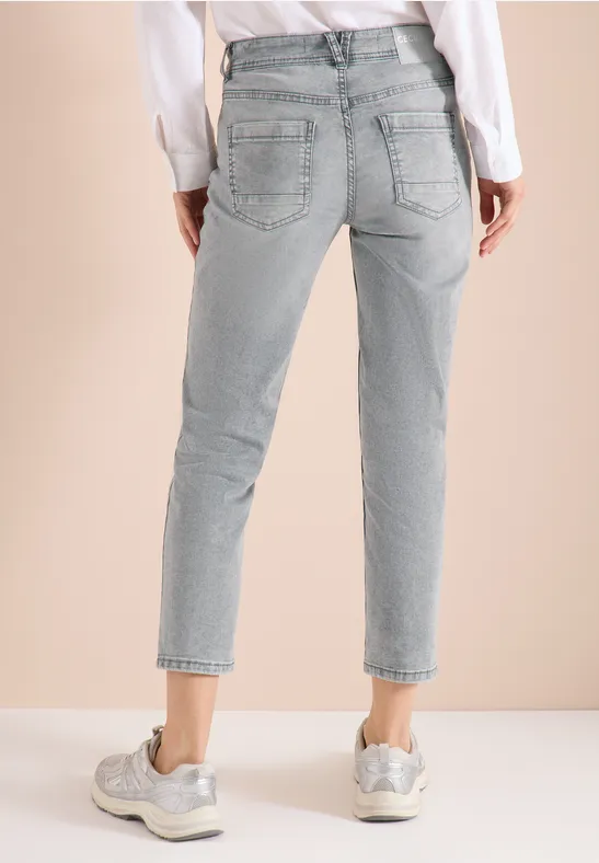 Mid Waist Slim Leg Jeans im Casual Fit mid grey used wash