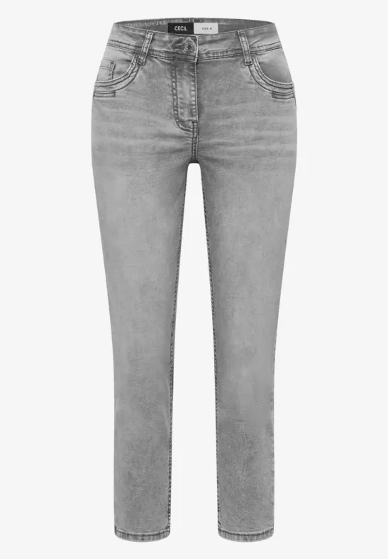 Mid Waist Slim Leg Jeans im Casual Fit mid grey used wash