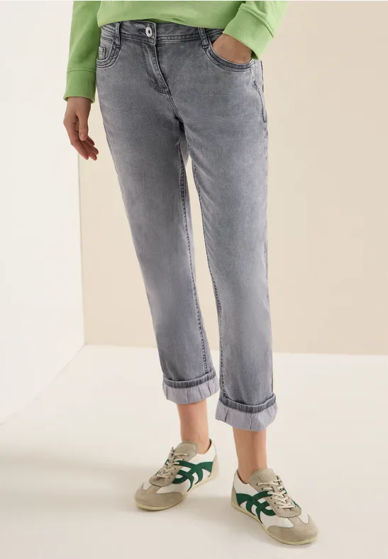 Mid Waist Straight Leg Jeans en coupe casual light grey wash