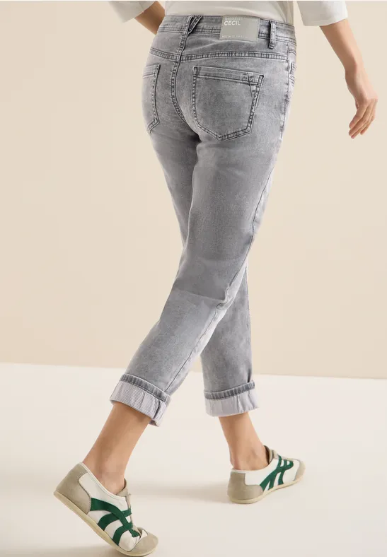 Mid Waist Straight Leg Jeans en coupe casual light grey wash