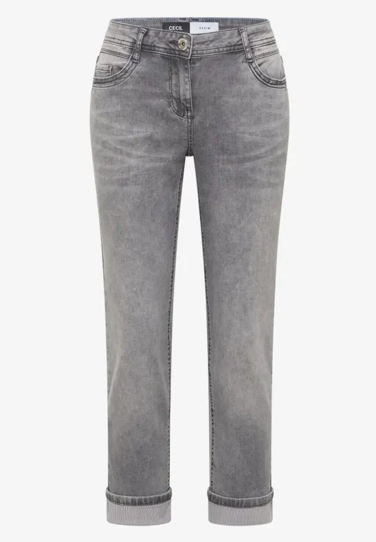 Mid Waist Straight Leg Jeans en coupe casual light grey wash