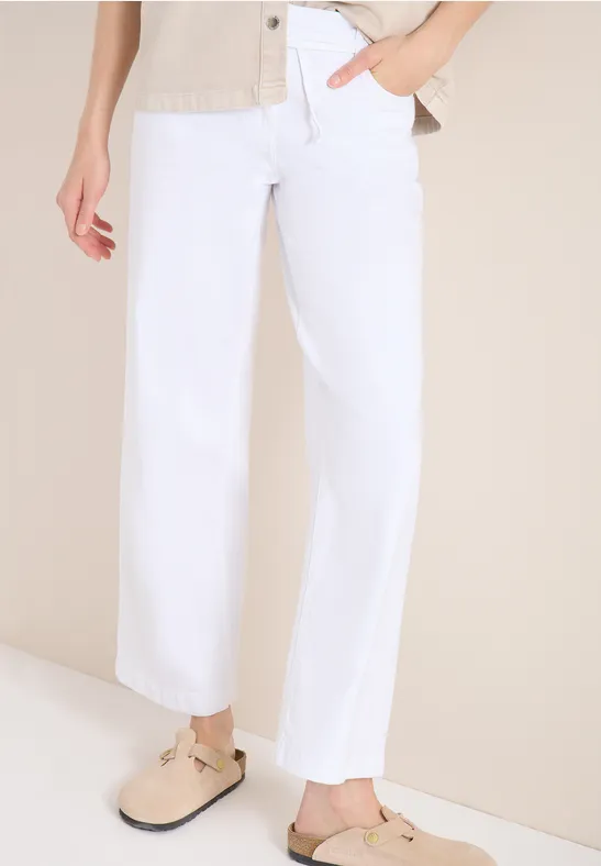 High Waist Wide Leg Jeans im Loose Fit White