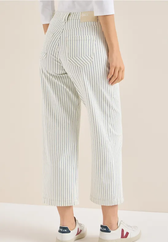 Gestreifte Wide Leg Jeans vanilla white