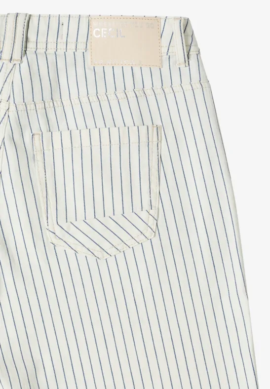 Gestreifte Wide Leg Jeans vanilla white