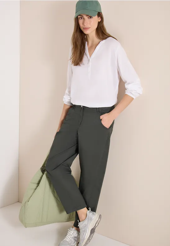 Mid Waist Barrel Leg Hose im Casual Fit clear khaki