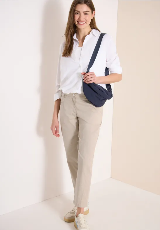 Mid Waist Barrel Leg Hose im Casual Fit grain beige