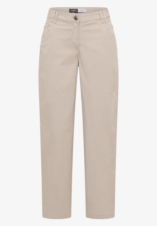 Mid Waist Barrel Leg Hose im Casual Fit grain beige