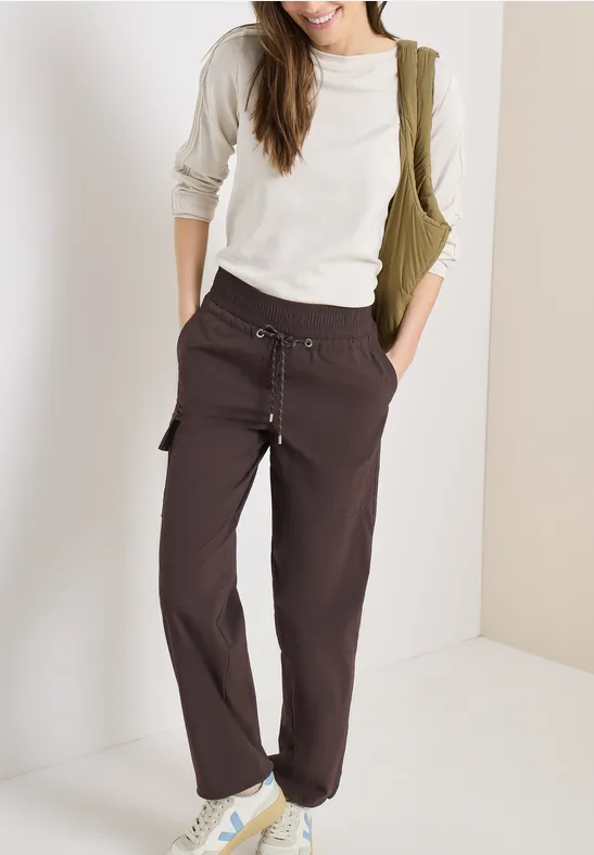 High Waist Straight Leg Pantalon Loose Fit macchiato brown