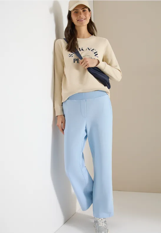 High Waist broek met wijde pijpen in Loose Fit fresh water blue