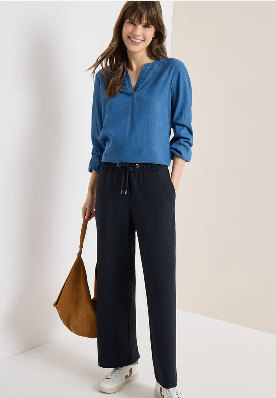 High Waist Straight Leg Pantalon Loose Fit universal blue