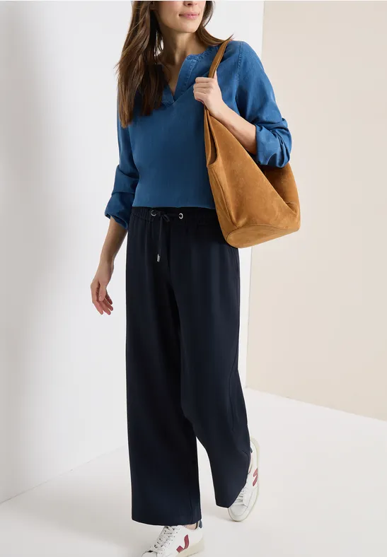 High Waist Straight Leg Pantalon Loose Fit universal blue