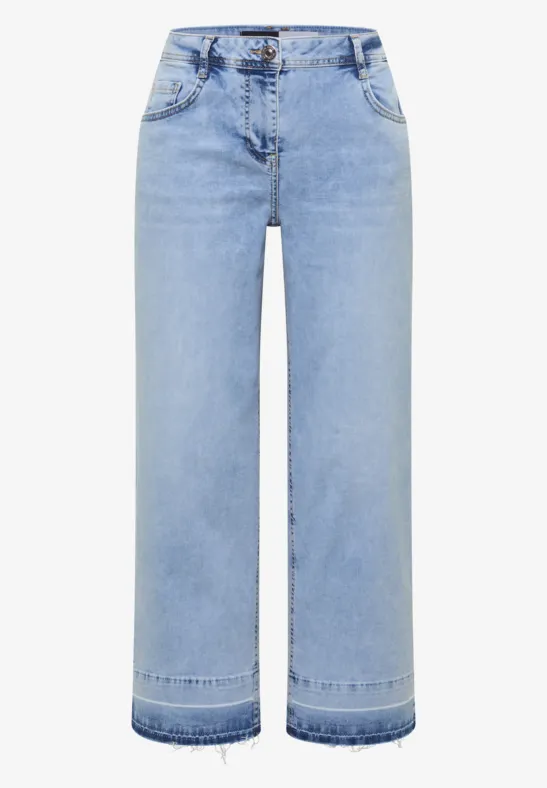 Jeans 7/8 Wide Leg en Loose Fit light blue random bleached