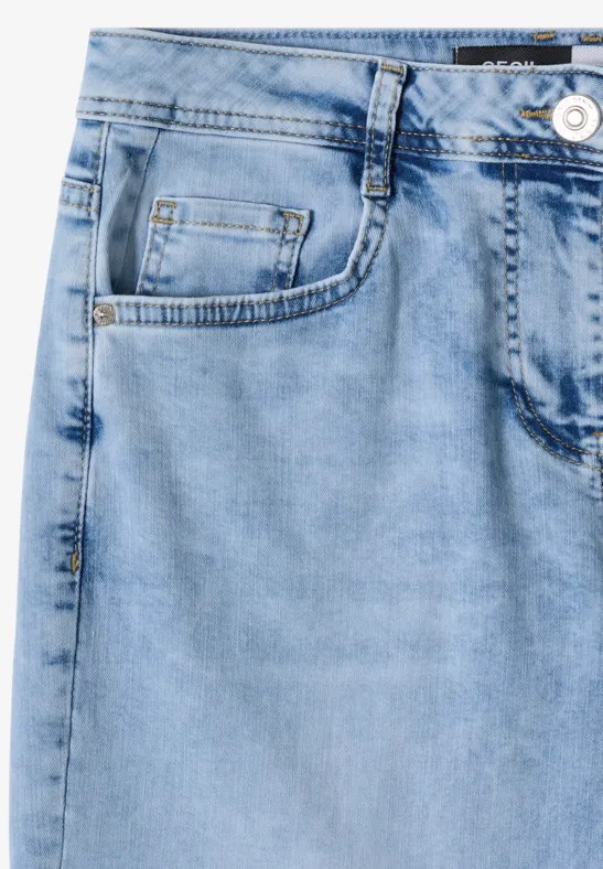 Jeans 7/8 Wide Leg en Loose Fit light blue random bleached