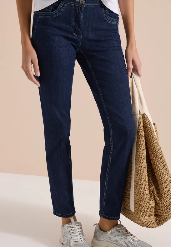 Mid Waist Straight Leg Jeans im Casual Fit rinsed wash