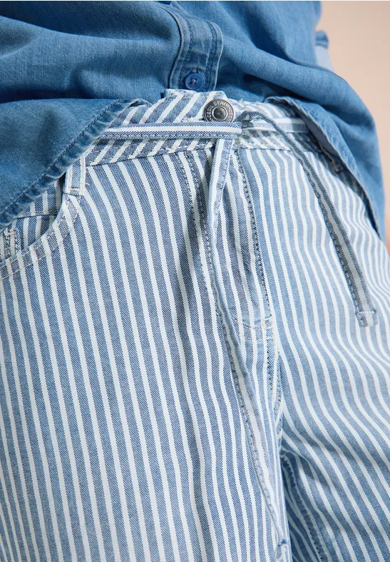 Wide Flared Leg Jeans mit Streifen mid blue wash