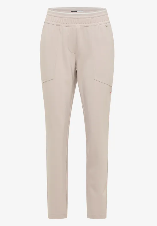 Pantalon Mid Waist Slim Leg en Casual Fit grain beige