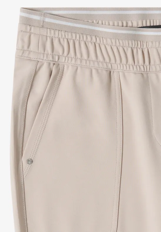 Pantalon Mid Waist Slim Leg en Casual Fit grain beige