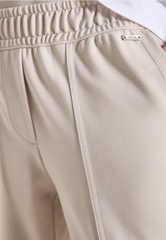 Pantalon Mid Waist Slim Leg en Casual Fit grain beige