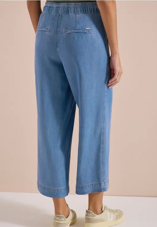 High Waist Wide Leg Pantalon Loose Fit mid blue wash