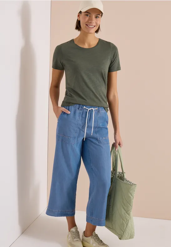 High Waist Wide Leg Pantalon Loose Fit mid blue wash