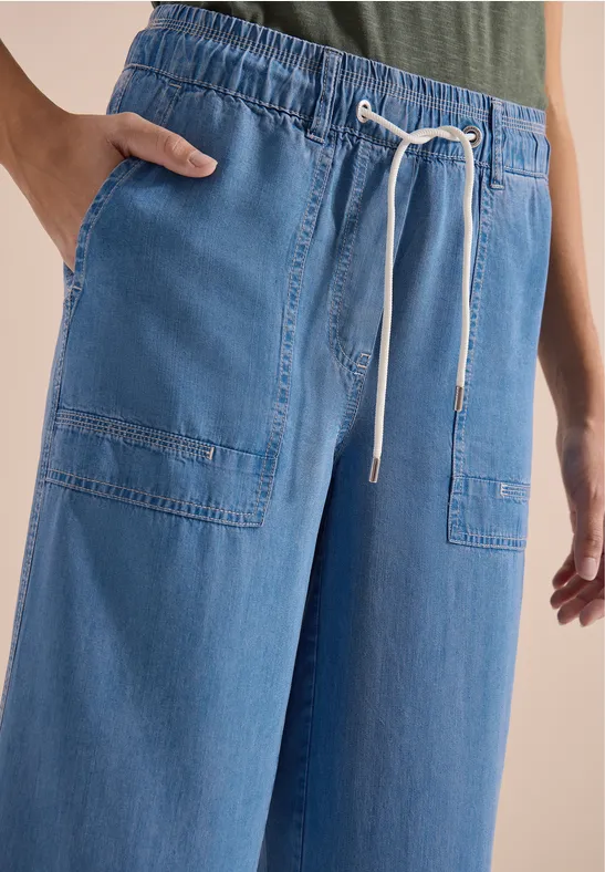 High Waist Wide Leg Pantalon Loose Fit mid blue wash