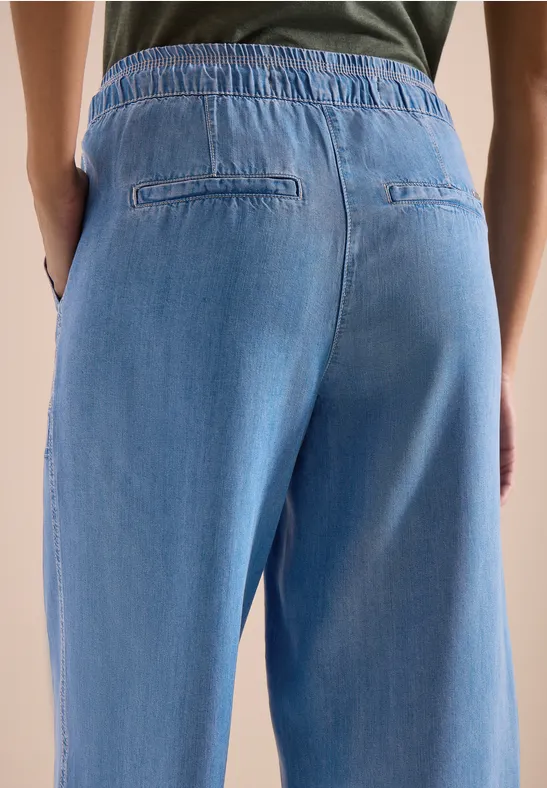 High Waist Wide Leg Pantalon Loose Fit mid blue wash