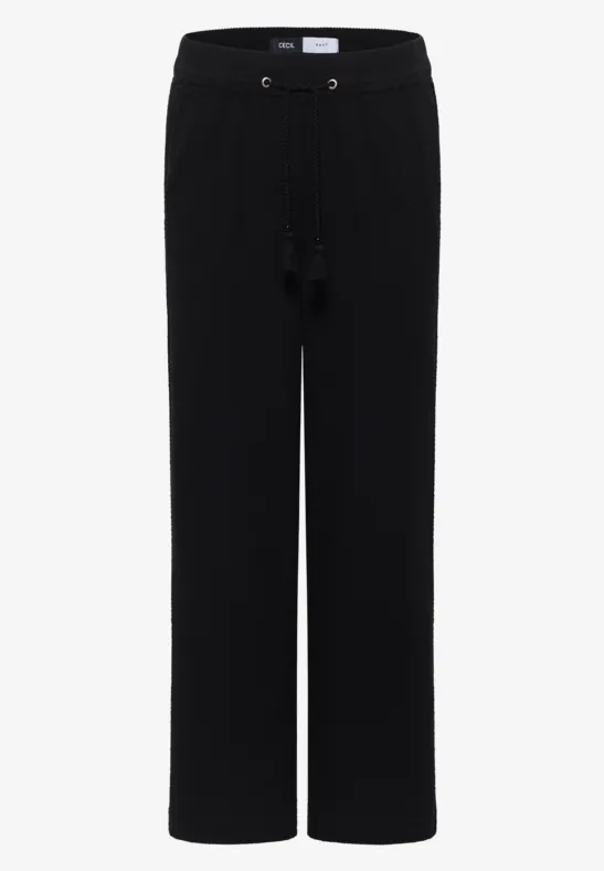 Wide Leg Hose in Seersuckerqualität Black