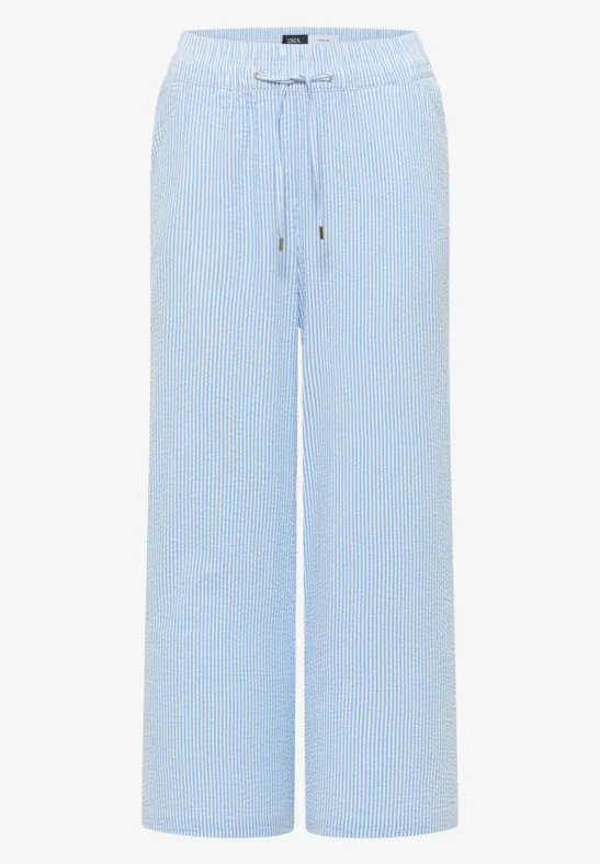 Wide Leg pantalon en qualité seersucker blouse blue