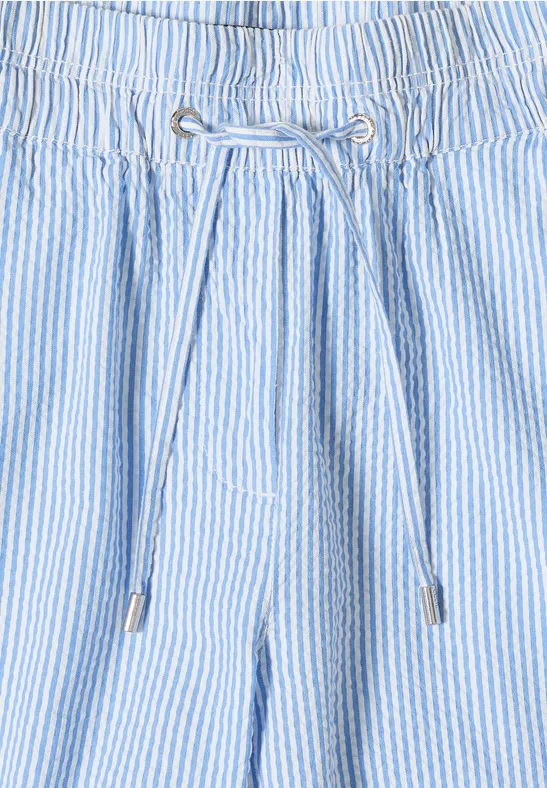 Wide Leg pantalon en qualité seersucker blouse blue