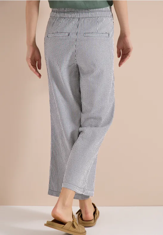 Wide Leg Hose in Seersuckerqualität universal blue