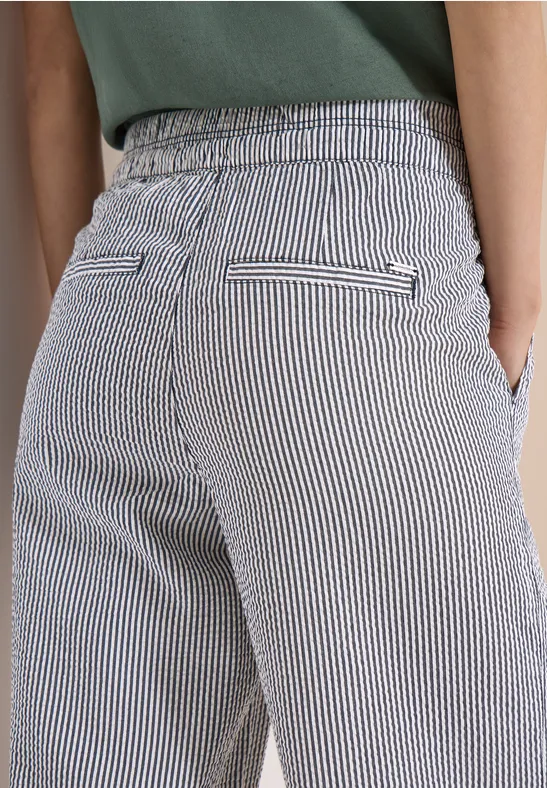 Wide Leg Hose in Seersuckerqualität universal blue