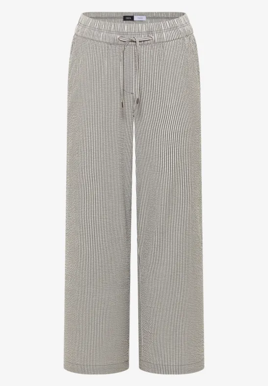 Wide Leg pantalon en qualité seersucker khaki