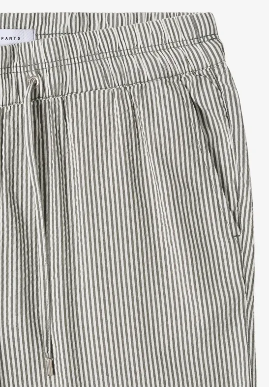 Wide Leg pantalon en qualité seersucker khaki