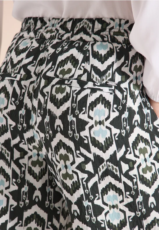 Wide Leg Pantalon Loose Fit avec imprimé khaki