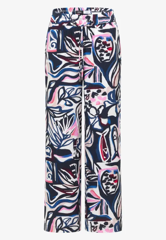 High Waist broek met Wide Legs en print universal blue