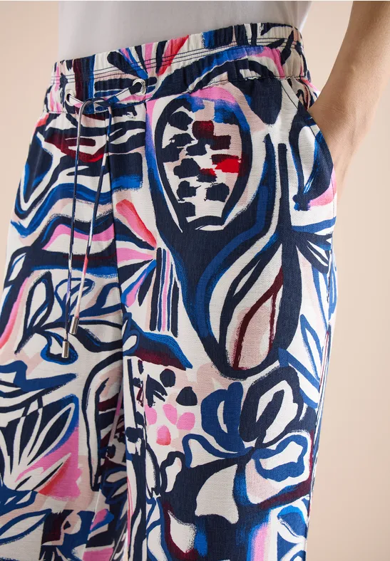 High Waist broek met Wide Legs en print universal blue