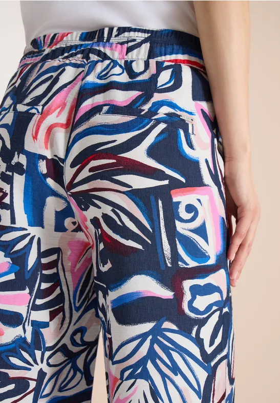 High Waist broek met Wide Legs en print universal blue