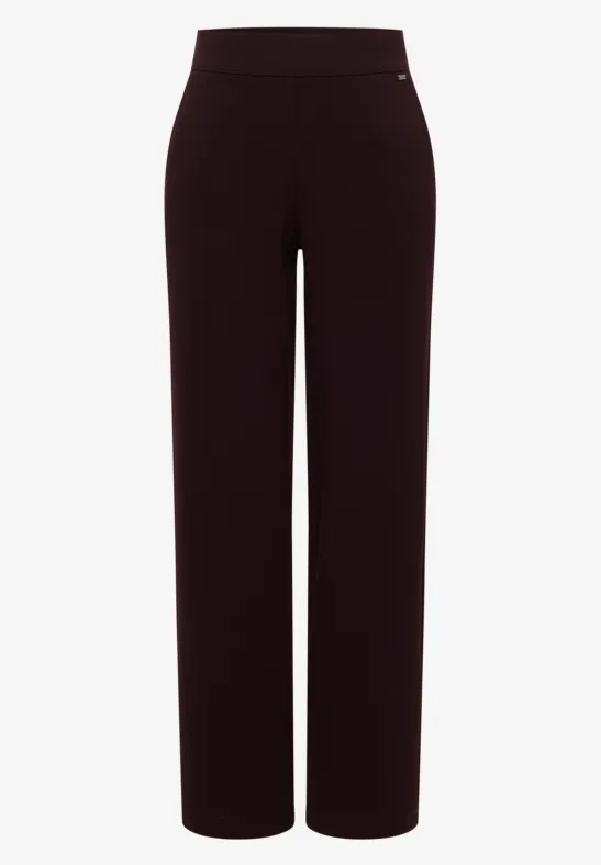 Pantalon noir taille haute pour femme, coupe droite et finition lisse