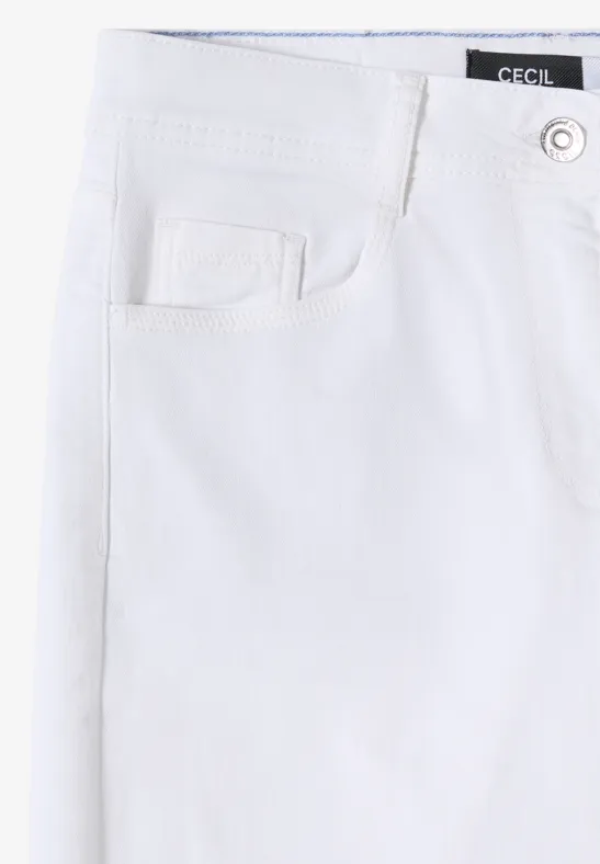 Weißer Jeansrock mit Gürtelschlaufen und Fronttaschen