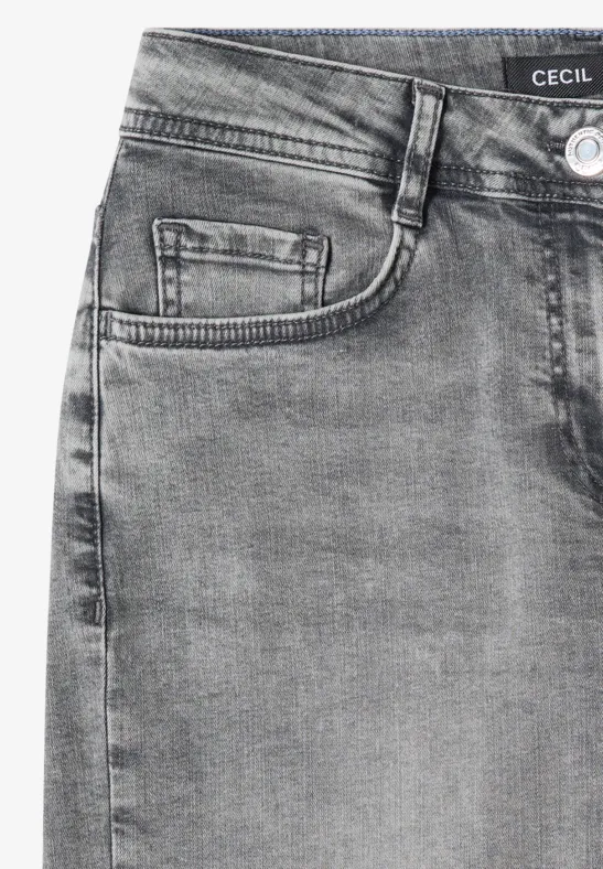 Graue Denim-Jeans mit vorderer Tasche und Markenlabel 'Cecil'.