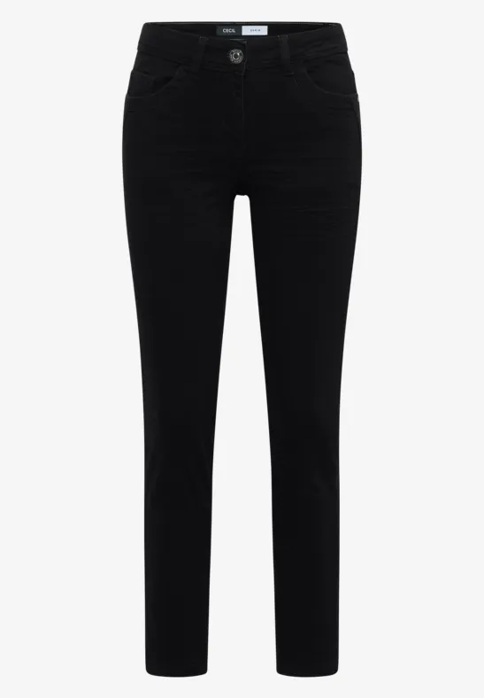 Schwarze Slim-Fit-Hose aus Cordstoff mit geradem Bein.