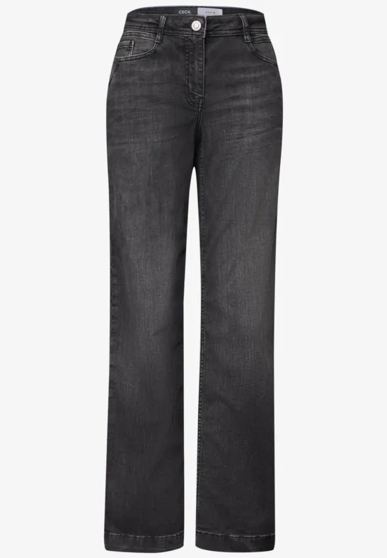 Zwarte high-waist jeans met rechte pijpen