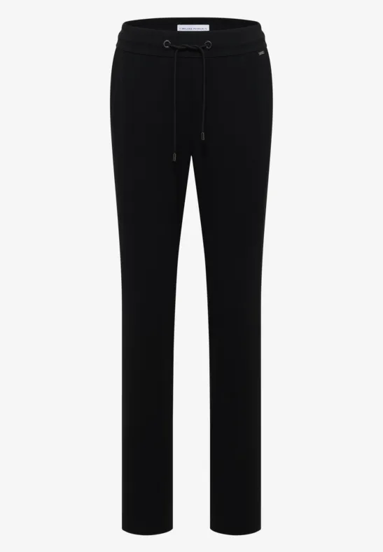 Schwarze Hose mit Kordelzug, geradem Bein und schlankem Schnitt