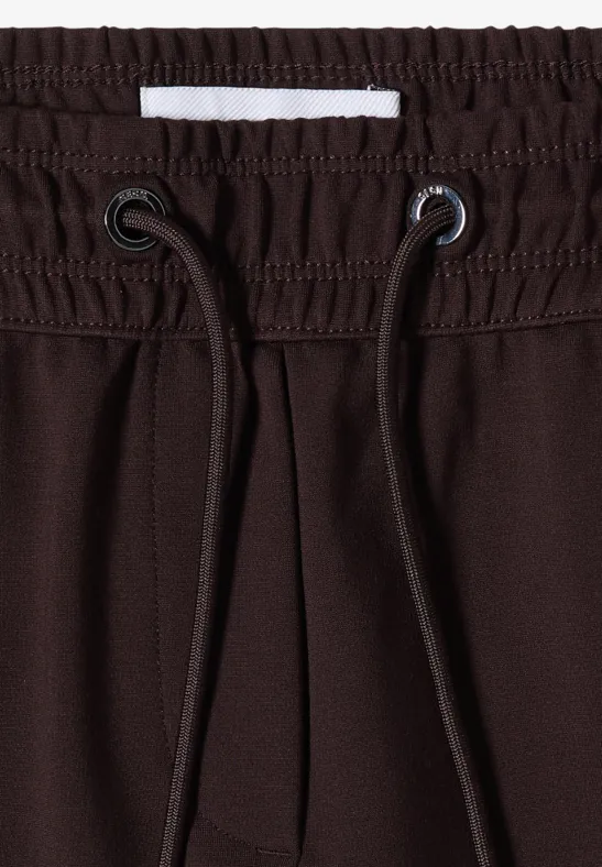 Donkerbruine broek met elastische taille en trekkoord